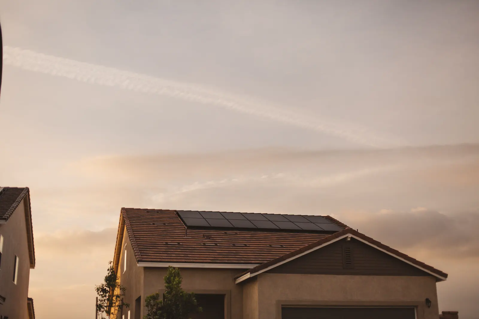 A Northern California home lit at dusk