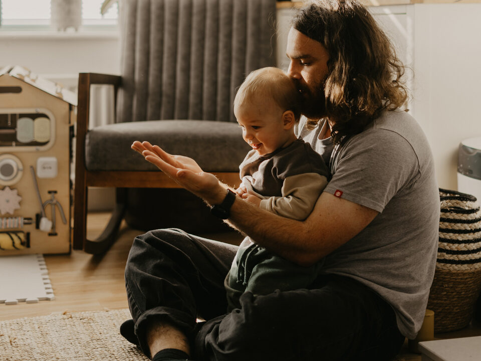 Solar homeowner and child