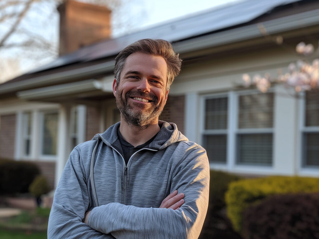 Homeowner with solar panels